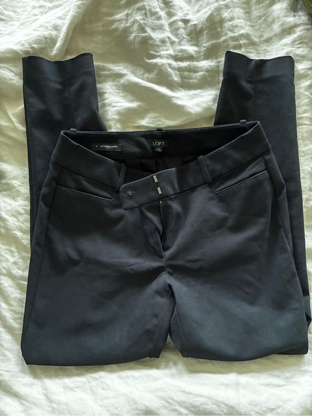 LOFT Black Straight Leg Trousers